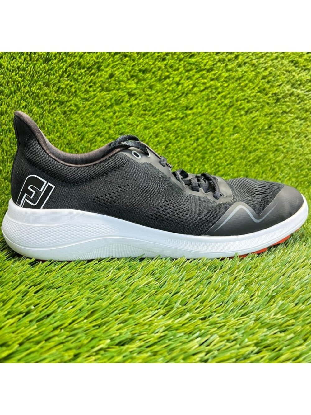 FootJoy Flex Mens Size 9.5 Black White Athletic Outdoor‎ Spikeless Golf Shoes